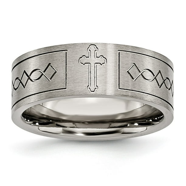Jewelry Stores Network Mens 8mm Polished Titanium Celtic Scroll and Cross Design Wedding Band Ring Jewelry Stores Network Mens 8mm Polished Titanium Celtic Scroll and Cross Design Wedding Band Ring